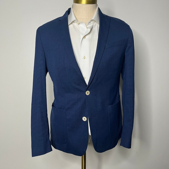 Burton Comero Blazer Mens 38R Sport Coat‎ Italian Fabric Two Button Blue - Picture 1 of 11